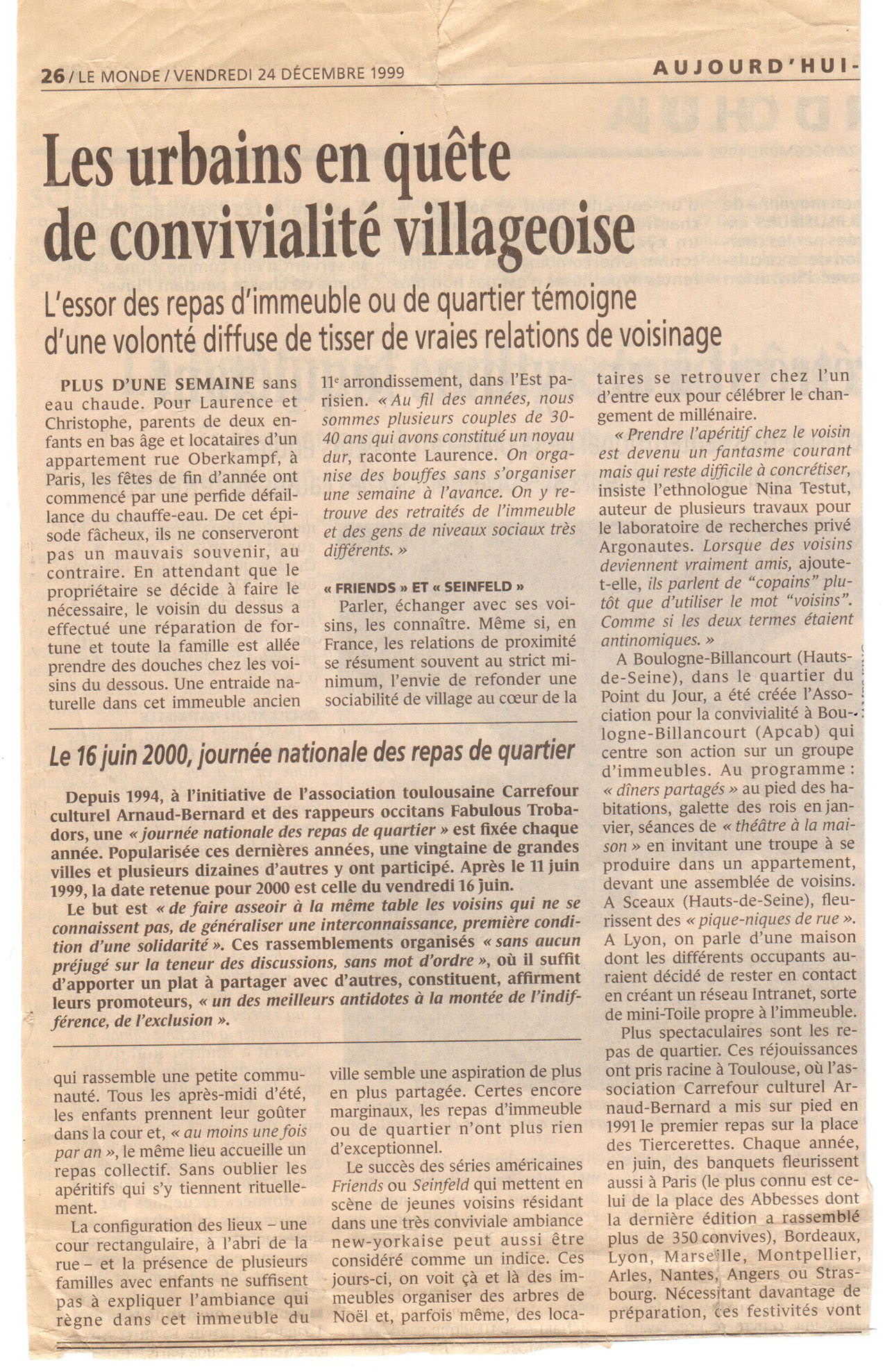 Le Monde 24 décembre 1999